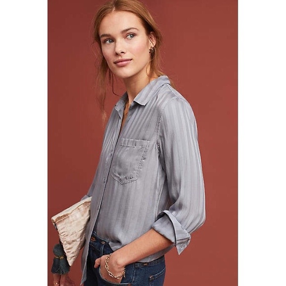 Anthropologie Cloth & Stone Blue Grey Button Down - Picture 1 of 13